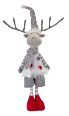 18" Gray and White Striped Plush Boy Reindeer