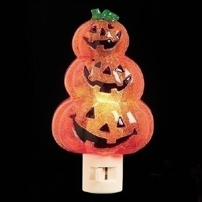 6" Triple Jack-O-Lantern Night Light With Swivel Plug Halloween Decoration