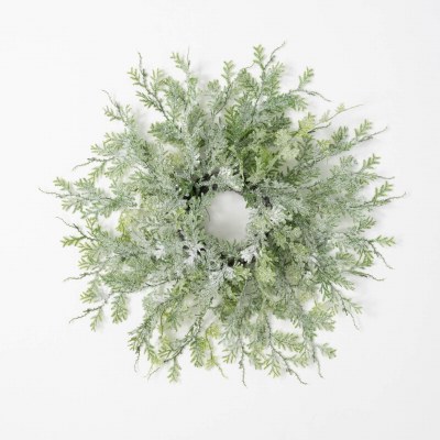 6.5 Opening Faux Frosted Fern Candle Ring