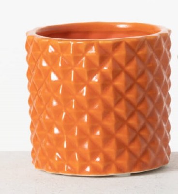 3" Orange Ceramic Textured Pot
