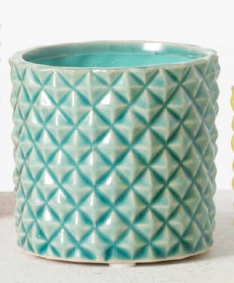 3" Turquoise Ceramic Textured Pot