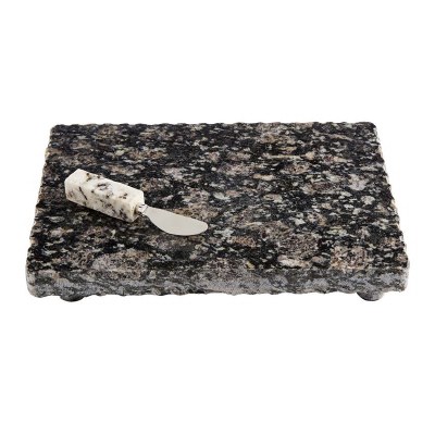 10" x 14" Black Footed Granite Board With Granite Handled Spreader by Mud Pie