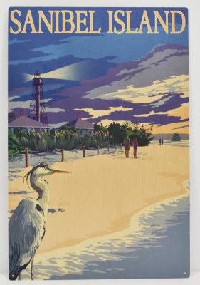 15" x 10" Sanibel Island Lighthouse Wood Plaque