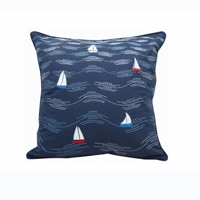 18" Square Cape Series Modern Waves and Boats Pillow