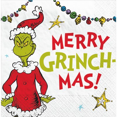 5" Square Merry Grinch-Mas Beverage Napkins