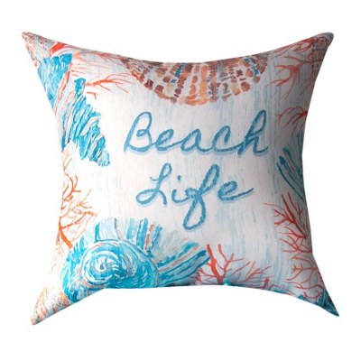 18" Sq Beach Life Shell Decorative PIllow