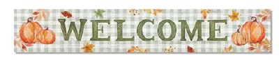 8" x 46" "Welcome" Pumpkins Wood Above Board Plaque Fall and Thanksgiving Decoration