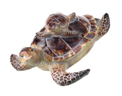 9" Brown and Tan Polyresin Sea Turtle and Baby