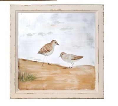 16" Square Light Brown Sandpiper Duo Painted Screen in Tan Wood Frame