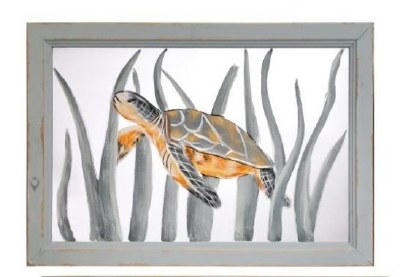 14" x 20" Baby Sea Turtle Center Paint Screen in Gray Wood Frame