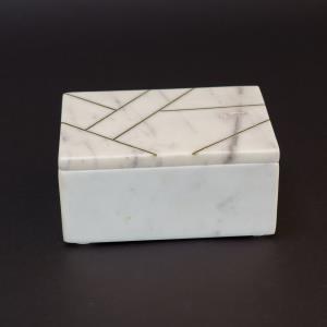 White Marble and Gold Bars Box