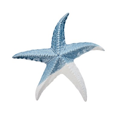 10" Blue and Bisque Ceramic Starfish Decor