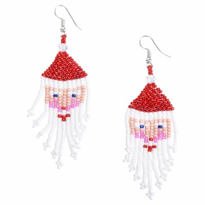 Hand Beaded Santa Claus Earrings