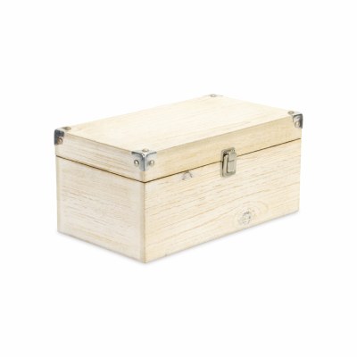 7" x 12" Whitewash Wood Storage Box With Metal Latch and Corners