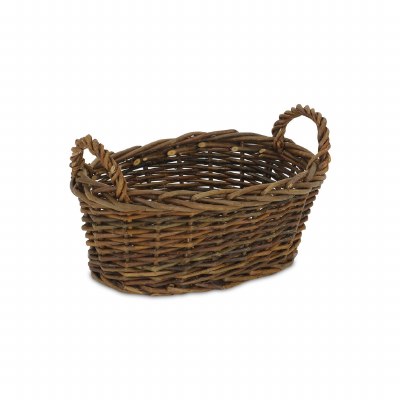 11" Oval Natural Willow Basket With Handles