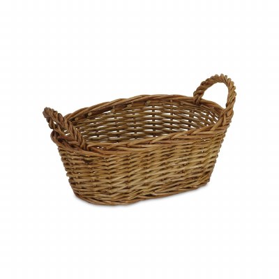 11" Oval Smoked Willow Basket With Handles