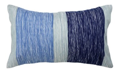 12" x 20" Light and Dark Blue Monochramatic Striped Outdoor Pillow