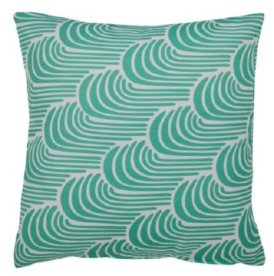 17" Square Mint Waves High Tides Outdoor Pillow