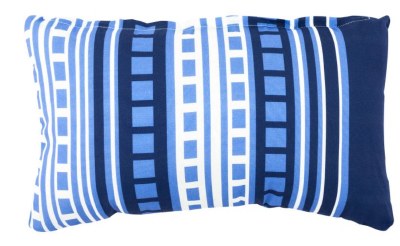 12" x 20" Light and Dark Blue Squares and Stripes Outdoor Pillow