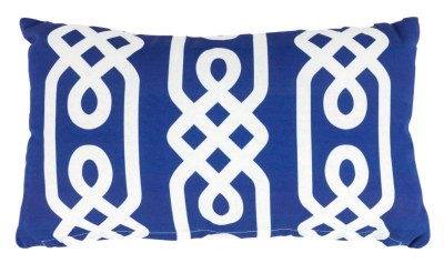 12" x 20" Navy and White Link Pattern Outdoor Pillow