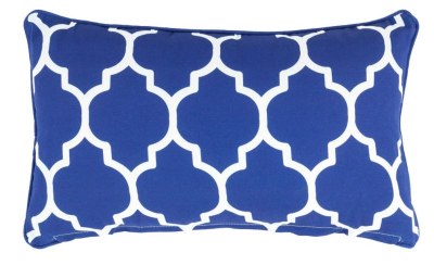 12" x 20" Blue Tiles Outdoor Pillow With Matching Piping