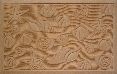 22" x 35" Beige Seashells Weather Beater Polypropylene Doormat