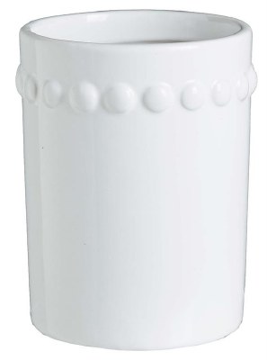 7" White Ceramic Dotted Rim Vase