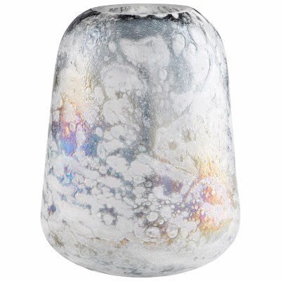 11" Iridescent Textured Glass Moonscape Vase