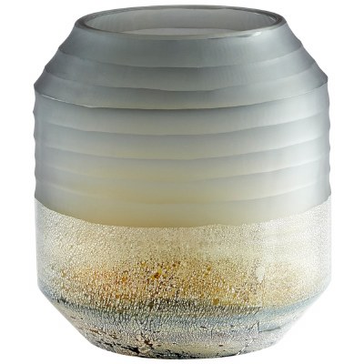 9" Gray and Silver Ribbed Glass Alchemy Vase