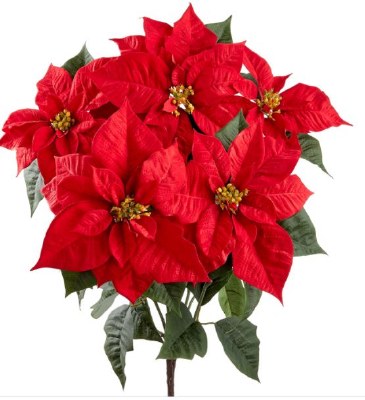 23" Faux Red Velvet Poinsettia Bush