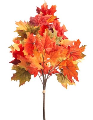 26" Faux Orange and Green Maple Leaf Spray Fall and Thanksgiving Decoration