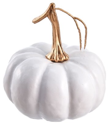 5" Round White and Gold  Pumpkin Fall and Thanksgiving Decoration