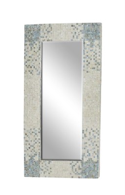 70" x 36" Aqua and White Mother of Pearl Mosaic Wall Mirror