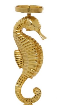 18" Gold Metal Seahorse Pillar Candleholder