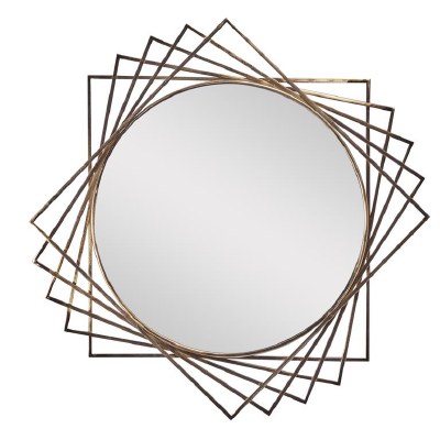 42" Round Gold Metal Squares Wall Mirror