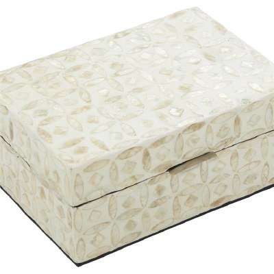 9" x 12" Gold Mother of Pearl Mosaic Box With Lid