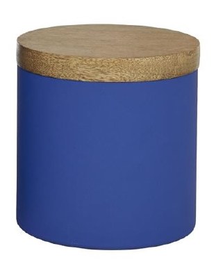 5" Blue Frosted Glass Jar With Wood Lid