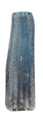 15" Blue and Gray Glass Slim Crooked Vase