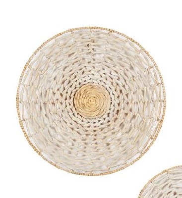 28" Round Cream and Natural Woven Seagrass Disk Wall Plaque