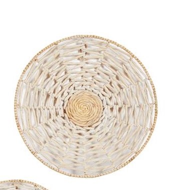 24" Round Cream and Natural Woven Seagrass Disk Wall Plaque