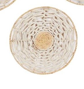 20" Round Cream and Natural Woven Seagrass Disk Wall Plaque