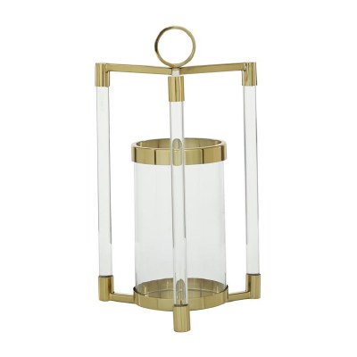 18" Gold Metal and Clear Glass Triple Arm Lantern