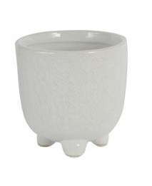 5" Round White Ceramic Diamond Pattern Footed Pot