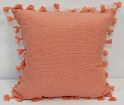 20" Square Pink Tassel Pillow