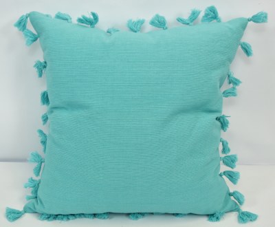 20" Square Turquoise Tassel Pillow