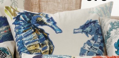 20" Square Blue Seahorse Duo Pillow