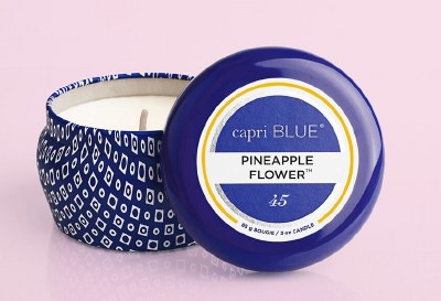 3 oz Pineapple Flower Mini Blue Tin Candle
