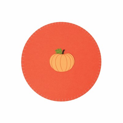 14" Round Orange Felt Pumpkin Placemat Fall and Thanksgiving