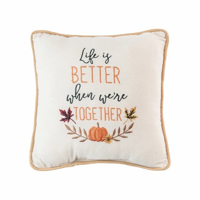 10" Square Life Is Better When We're Together Pumpkin Pillow Fall and Thanksgiving Decoration