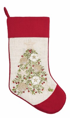 20" Embroidered Shells and Sand Dollars Christmas Tree Stocking